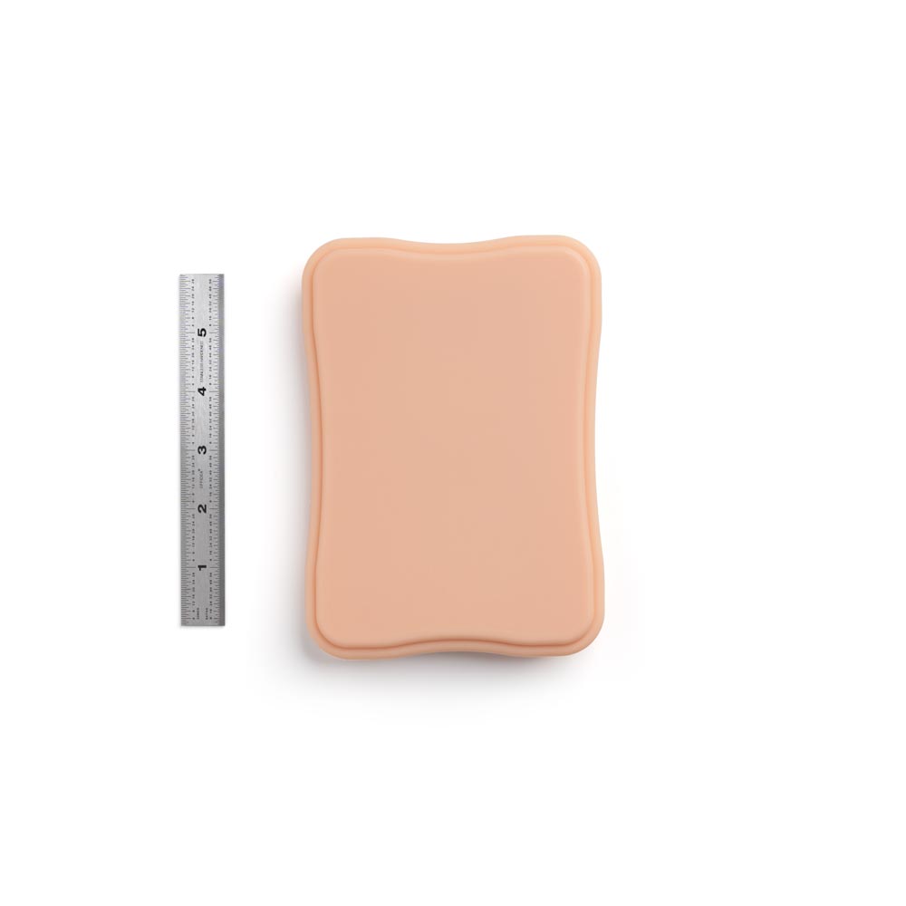 APOF Micro Series Small Square Plaque in Fitzpatrick Tone 2 shown with ruler for scale