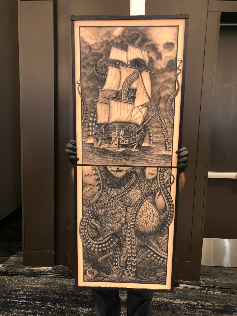 Kaha Ki'i Octopus Flat Tat Silicone Canvas Art - Size Reference