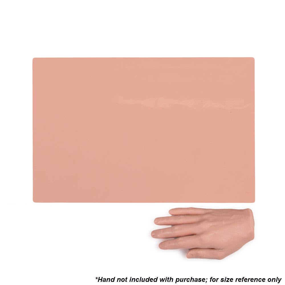 A Pound of Flesh Tattooable Synthetic Canvas — 3mm Pink Tone — Synthetic Hand Size Comparison