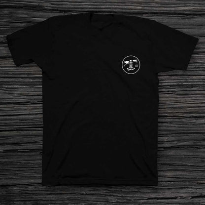 A Pound of Flesh Lego Man Black Unisex Tee (front)