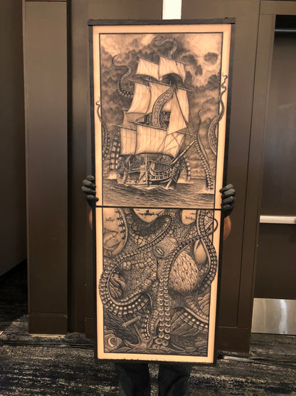 Kaha Ki'i Octopus Flat Tat Silicone Canvas Art - Size Reference
